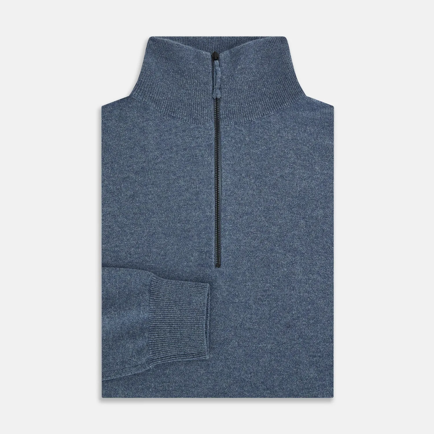 Blue Melange  Half-Zip Cashmere Jumper