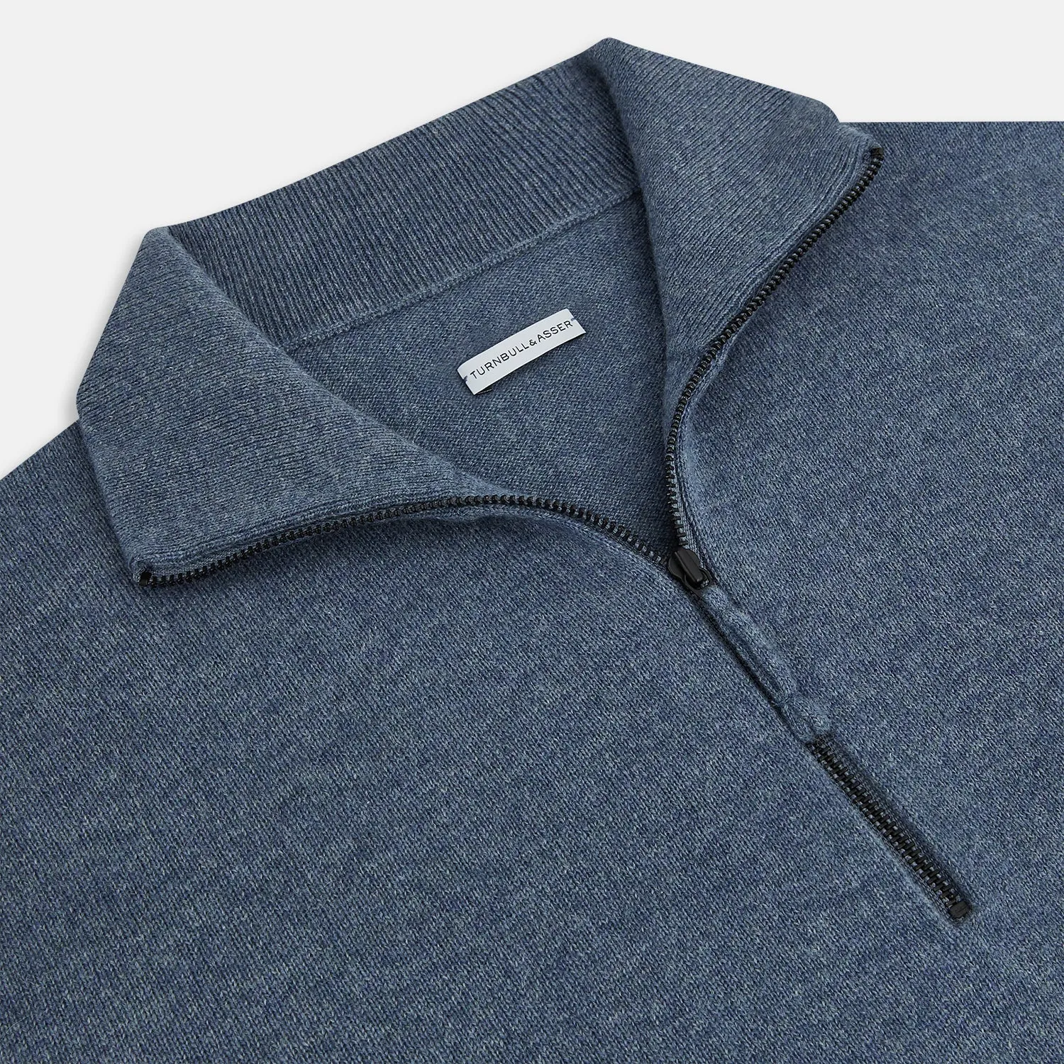 Blue Melange  Half-Zip Cashmere Jumper