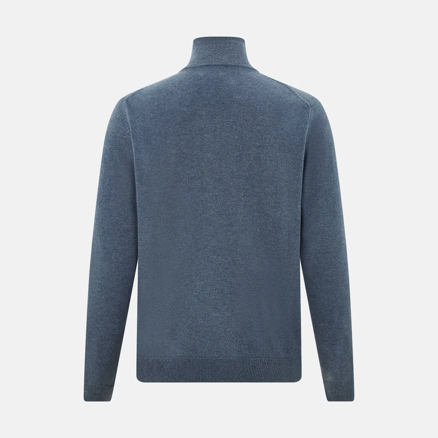 Blue Melange  Half-Zip Cashmere Jumper