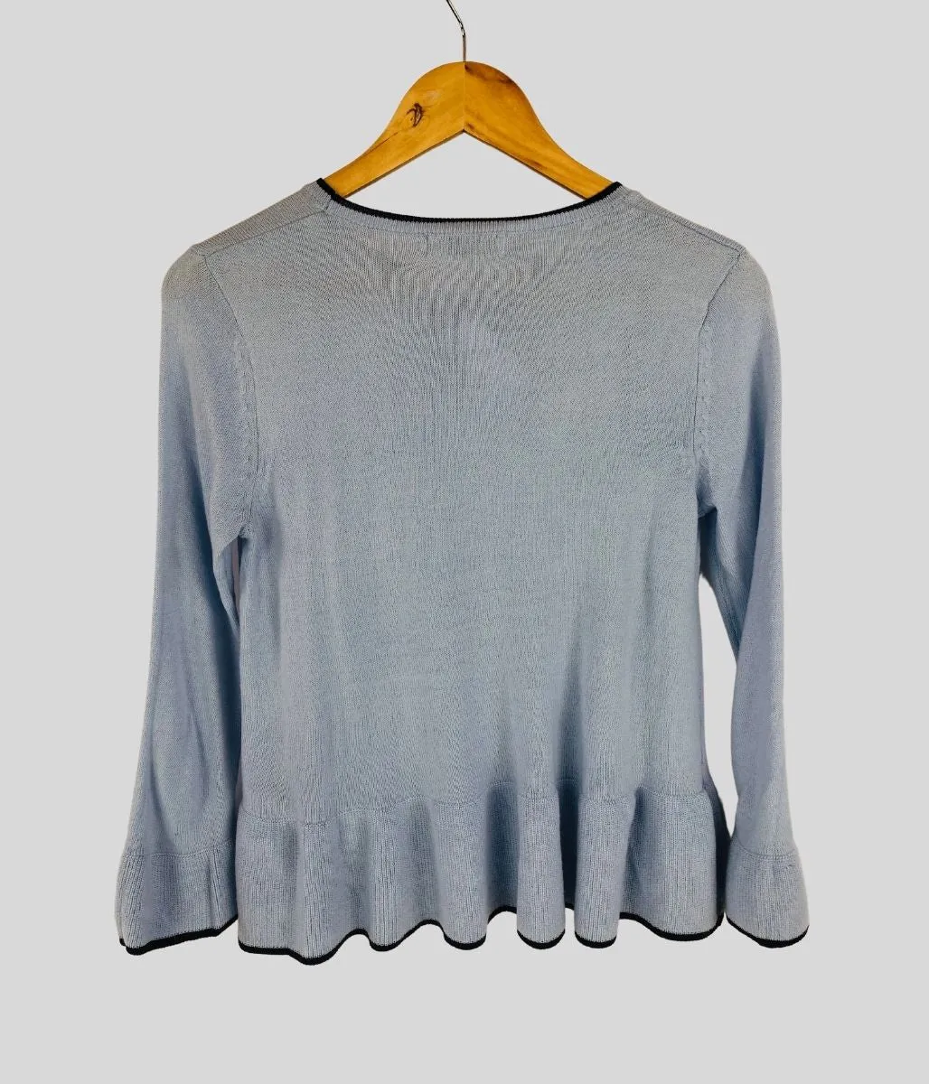 Blue Ruffle Hem Jumper