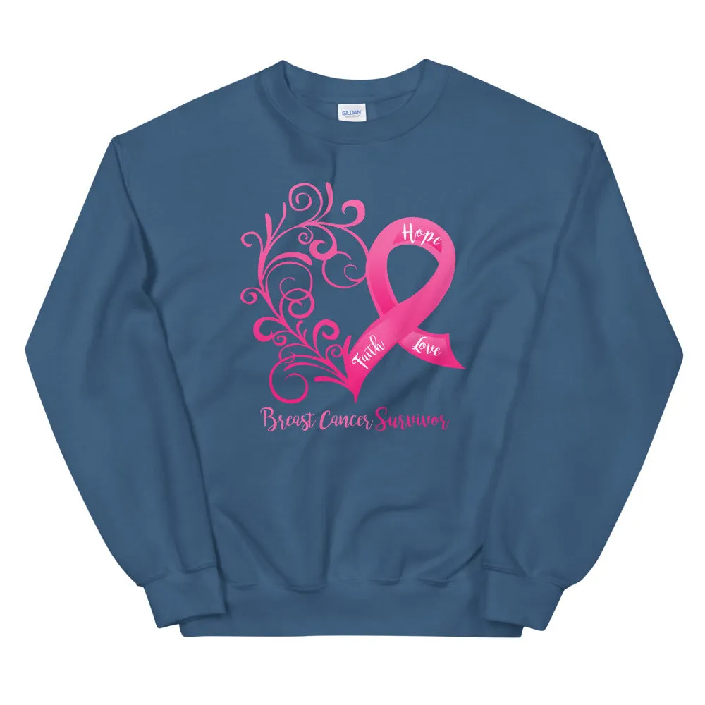 Breast Cancer Survivor Heart Sweatshirt - Several Colors Available