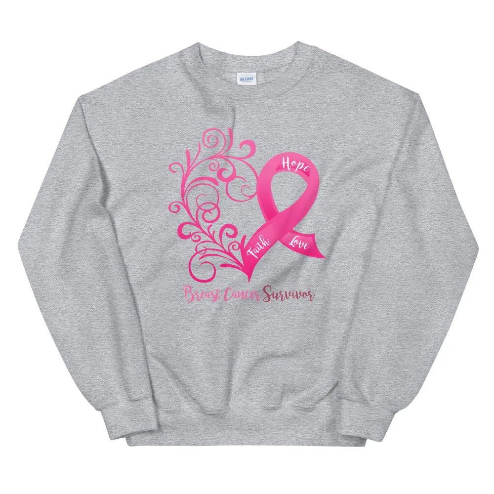 Breast Cancer Survivor Heart Sweatshirt - Several Colors Available