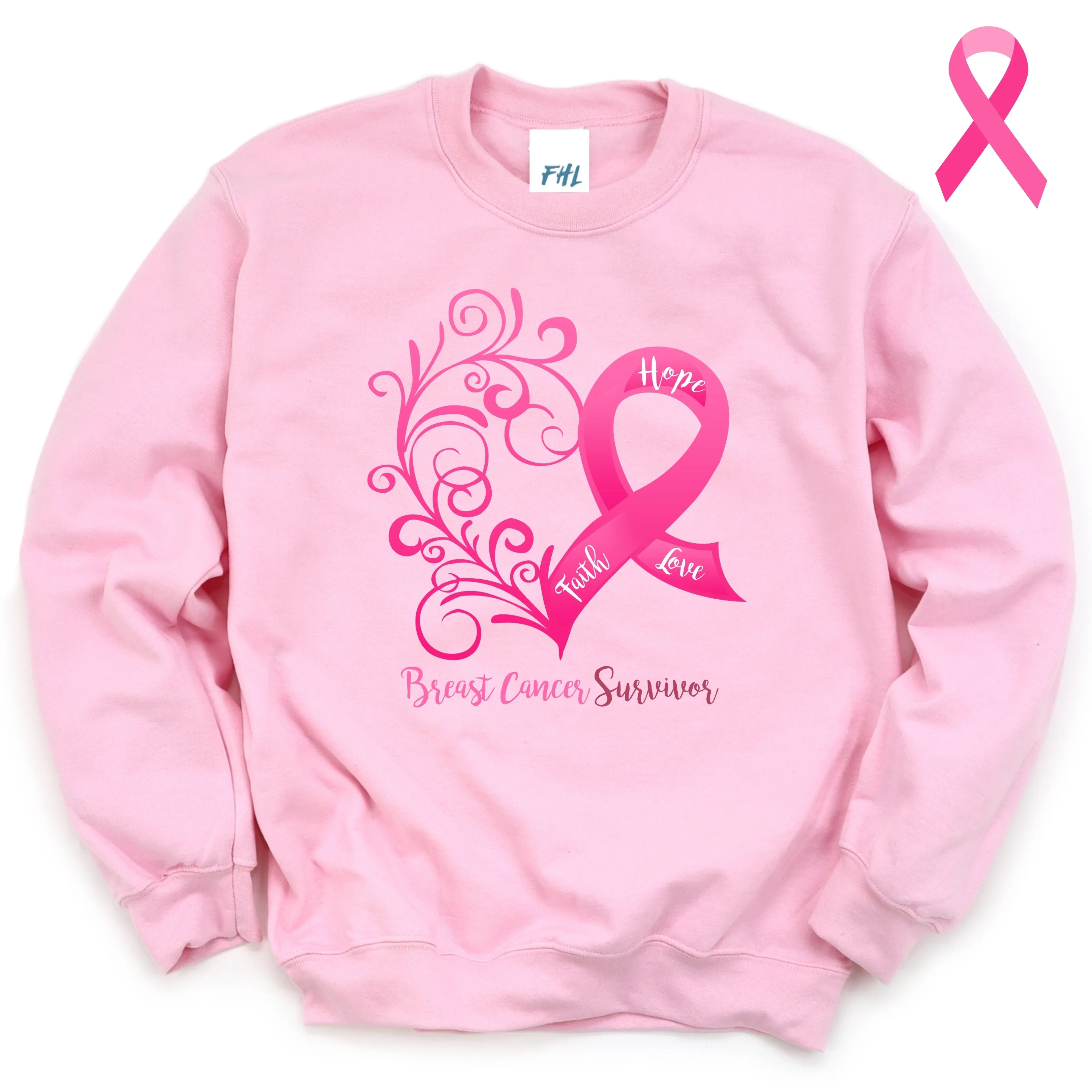 Breast Cancer Survivor Heart Sweatshirt - Several Colors Available