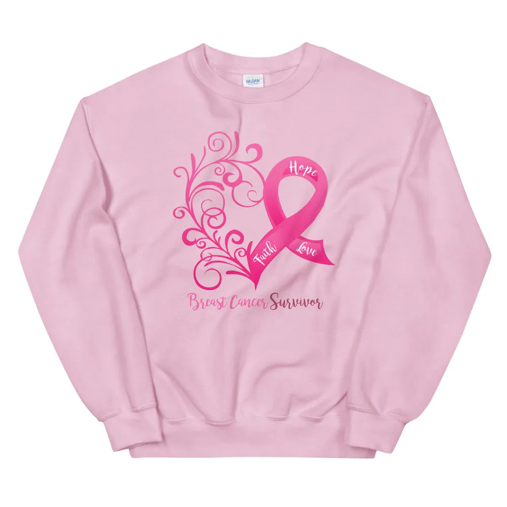 Breast Cancer Survivor Heart Sweatshirt - Several Colors Available