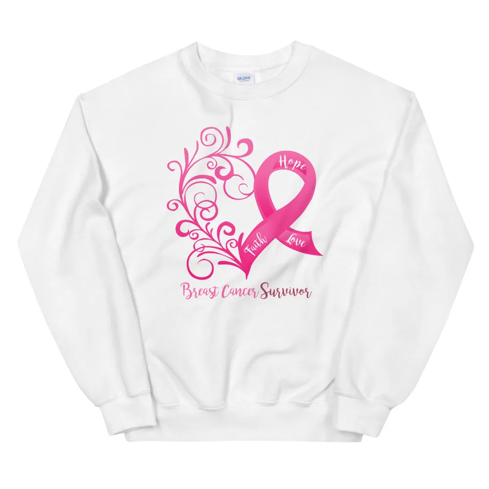 Breast Cancer Survivor Heart Sweatshirt - Several Colors Available