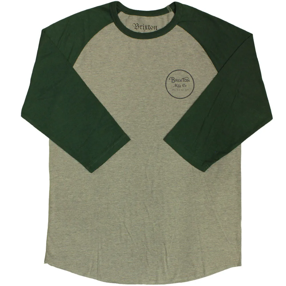 Brixton Wheeler 3/4 Sleeve Baseball T-Shirt Heather Grey