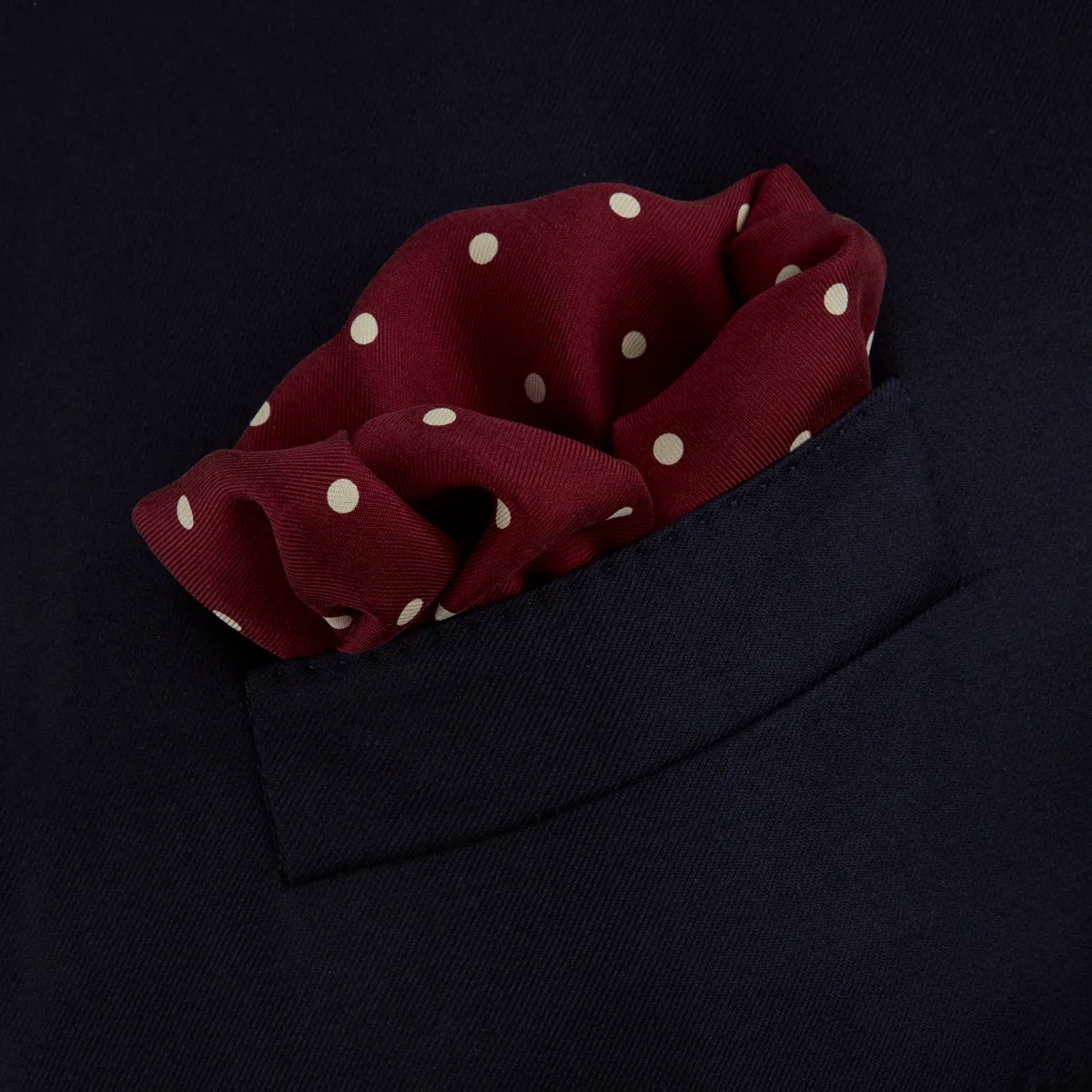 Burgundy Spot Silk Pocket Square