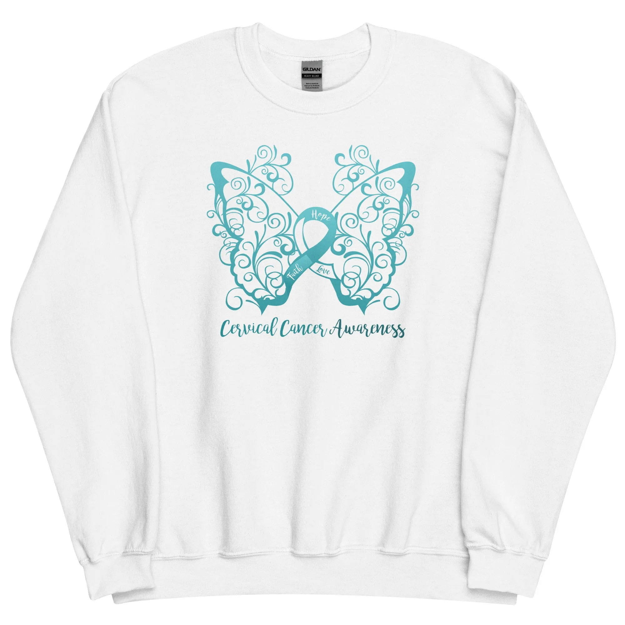 Cervical Cancer Awareness Filigree Butterfly Sweatshirt - Several Colors Available