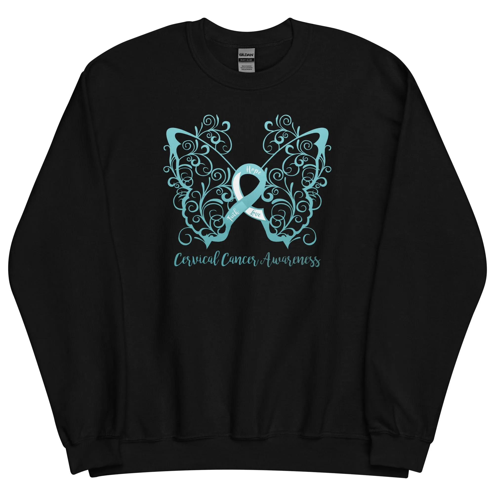 Cervical Cancer Awareness Filigree Butterfly Sweatshirt - Several Colors Available