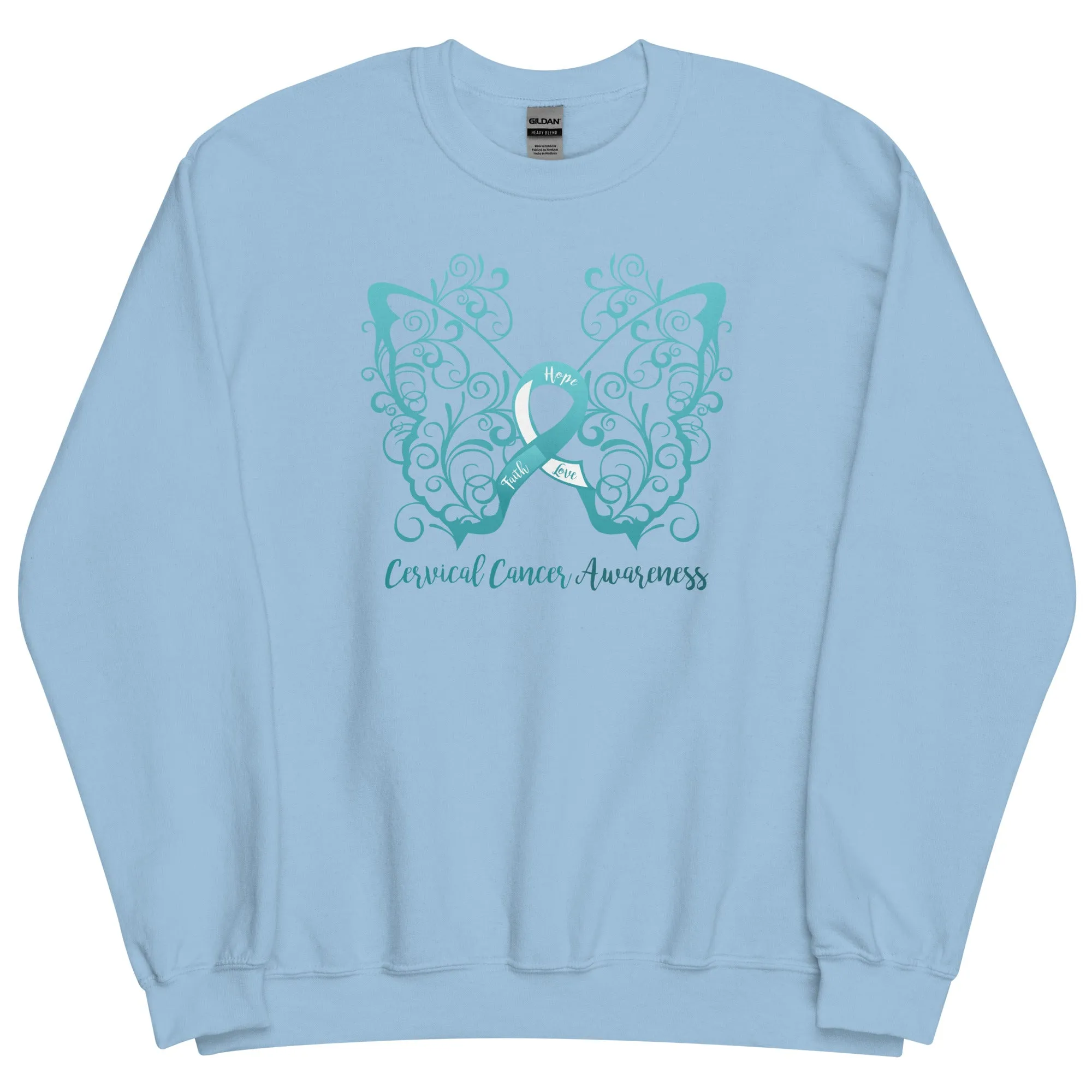 Cervical Cancer Awareness Filigree Butterfly Sweatshirt - Several Colors Available