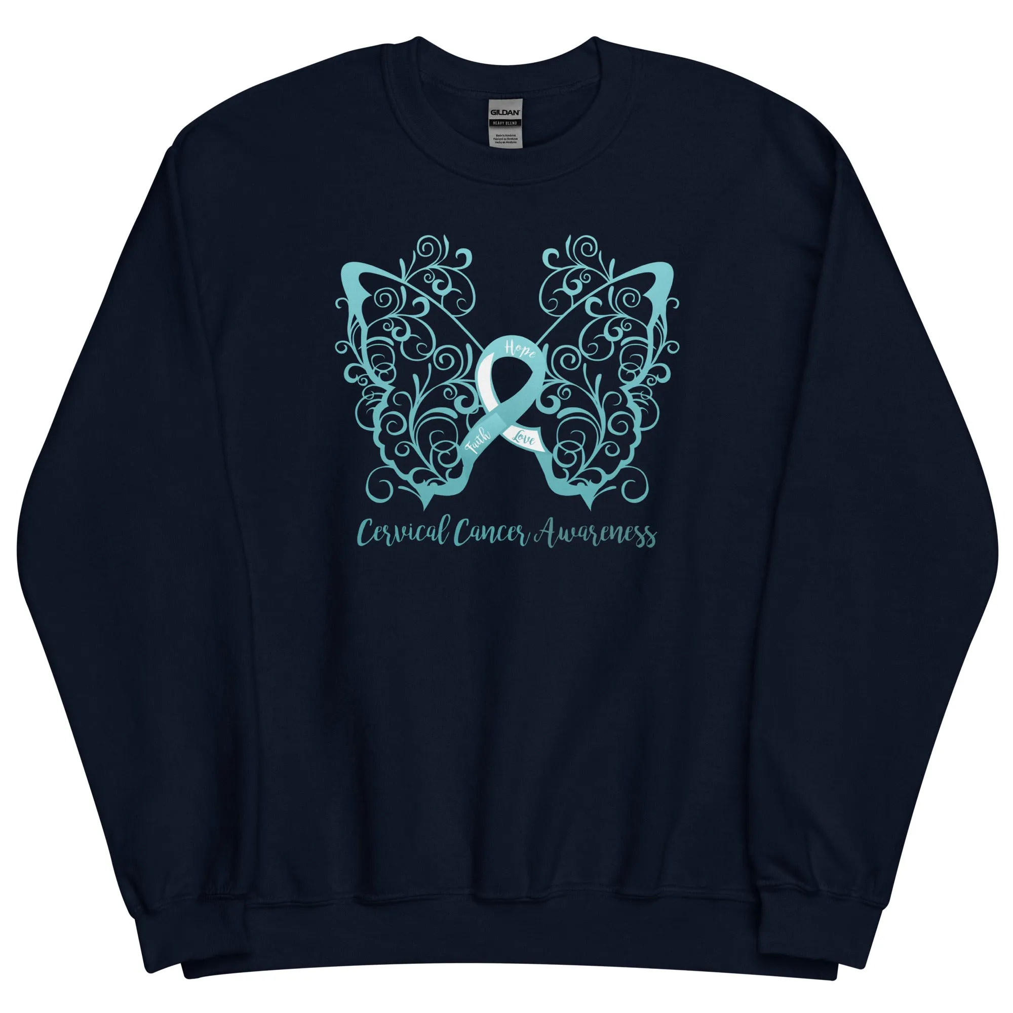 Cervical Cancer Awareness Filigree Butterfly Sweatshirt - Several Colors Available