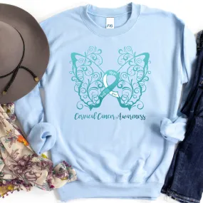 Cervical Cancer Awareness Filigree Butterfly Sweatshirt - Several Colors Available