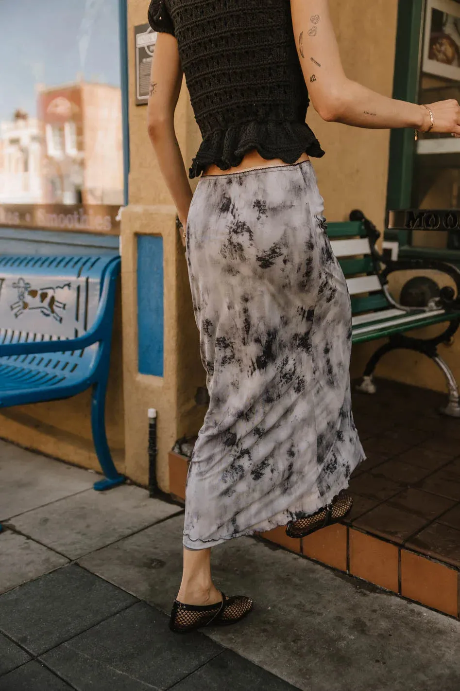 Chandler Abstract Maxi Skirt in Grey