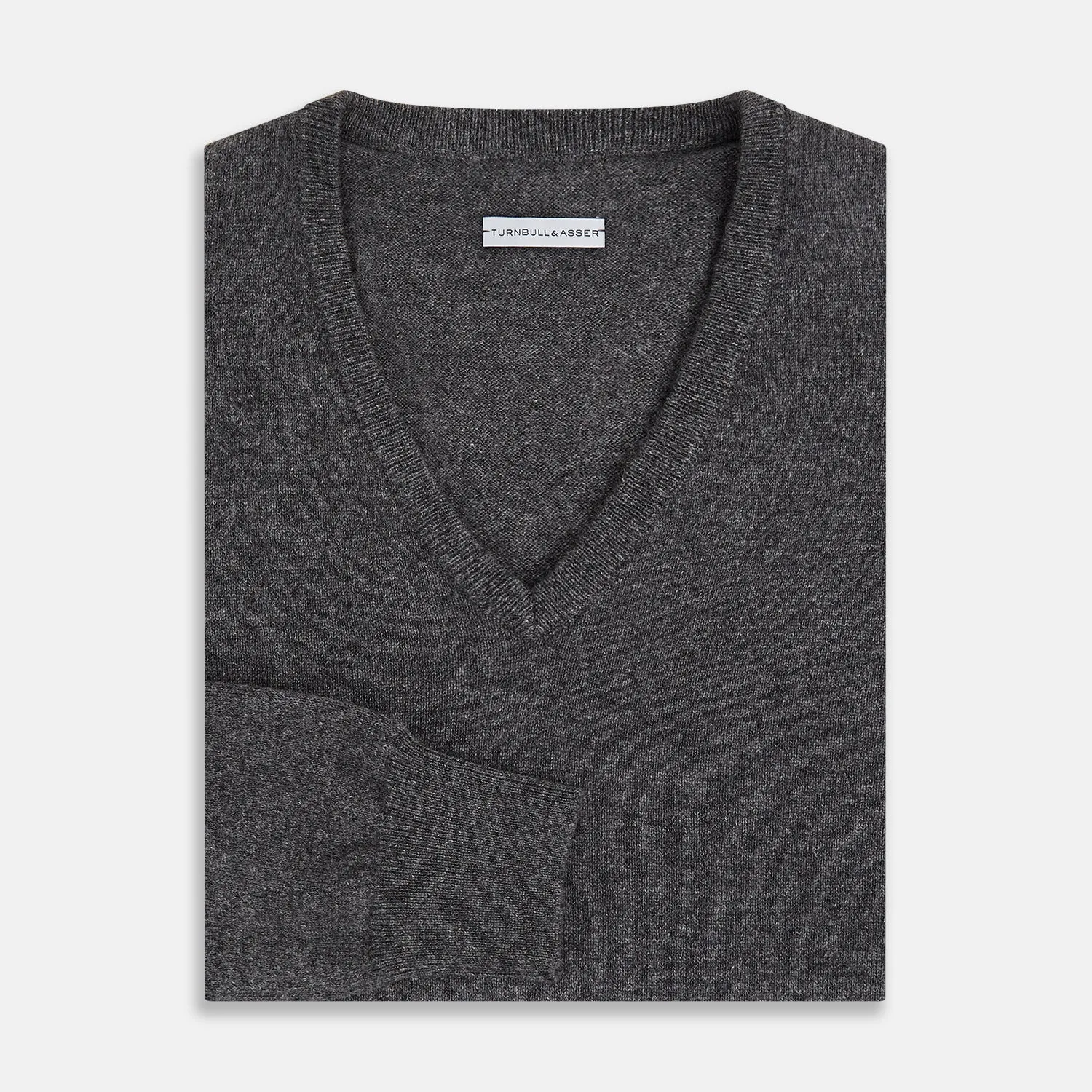 Charcoal Grey Cashmere V-neck Jumper