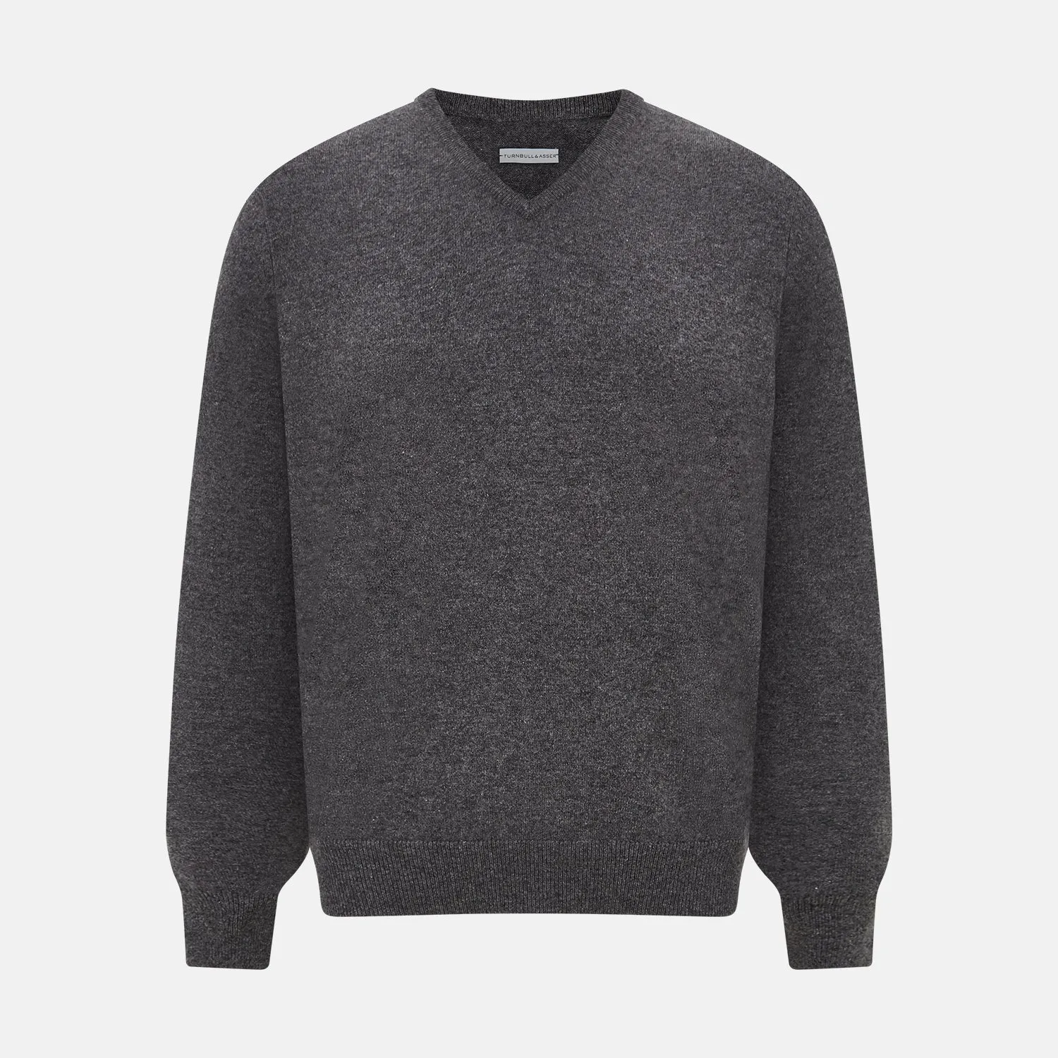 Charcoal Grey Cashmere V-neck Jumper