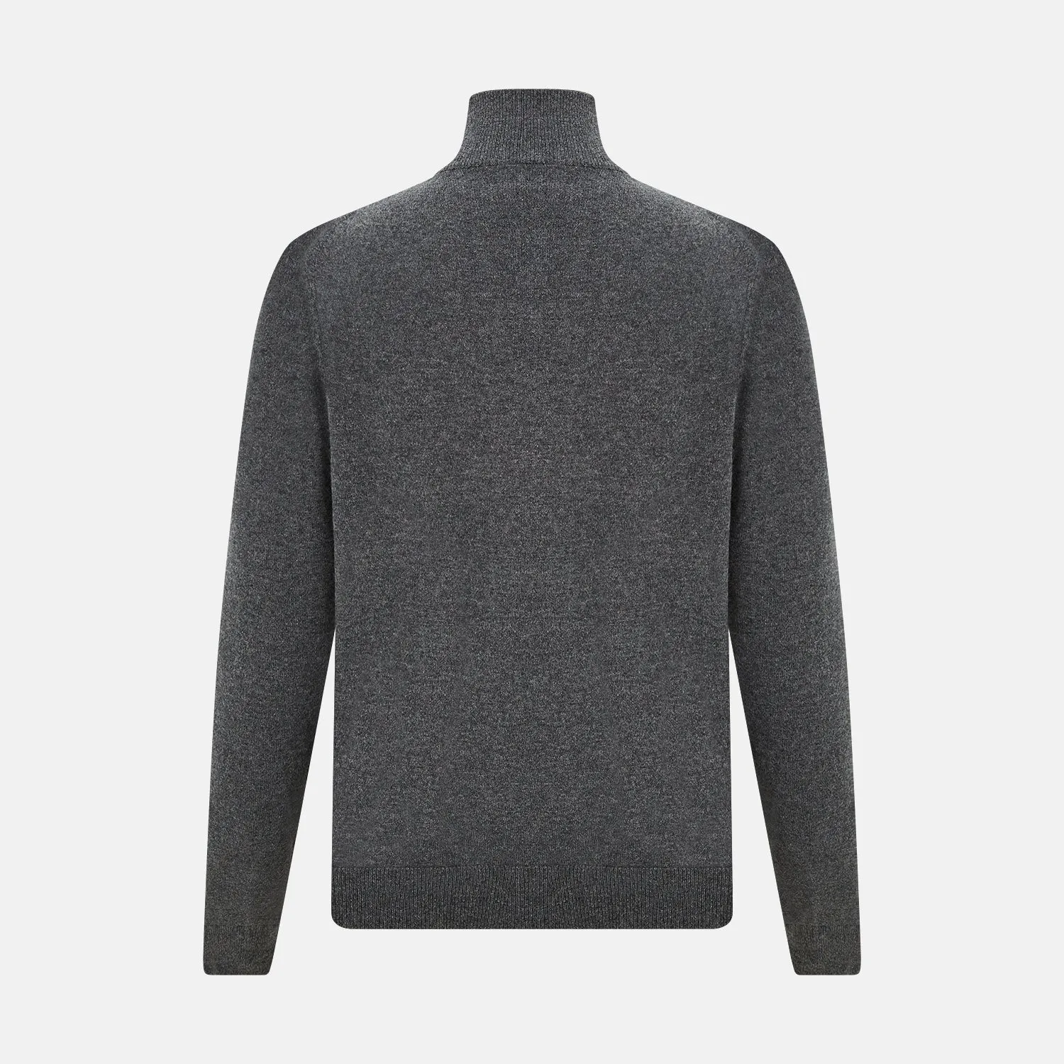 Charcoal Grey Melange Half-Zip Cashmere Jumper