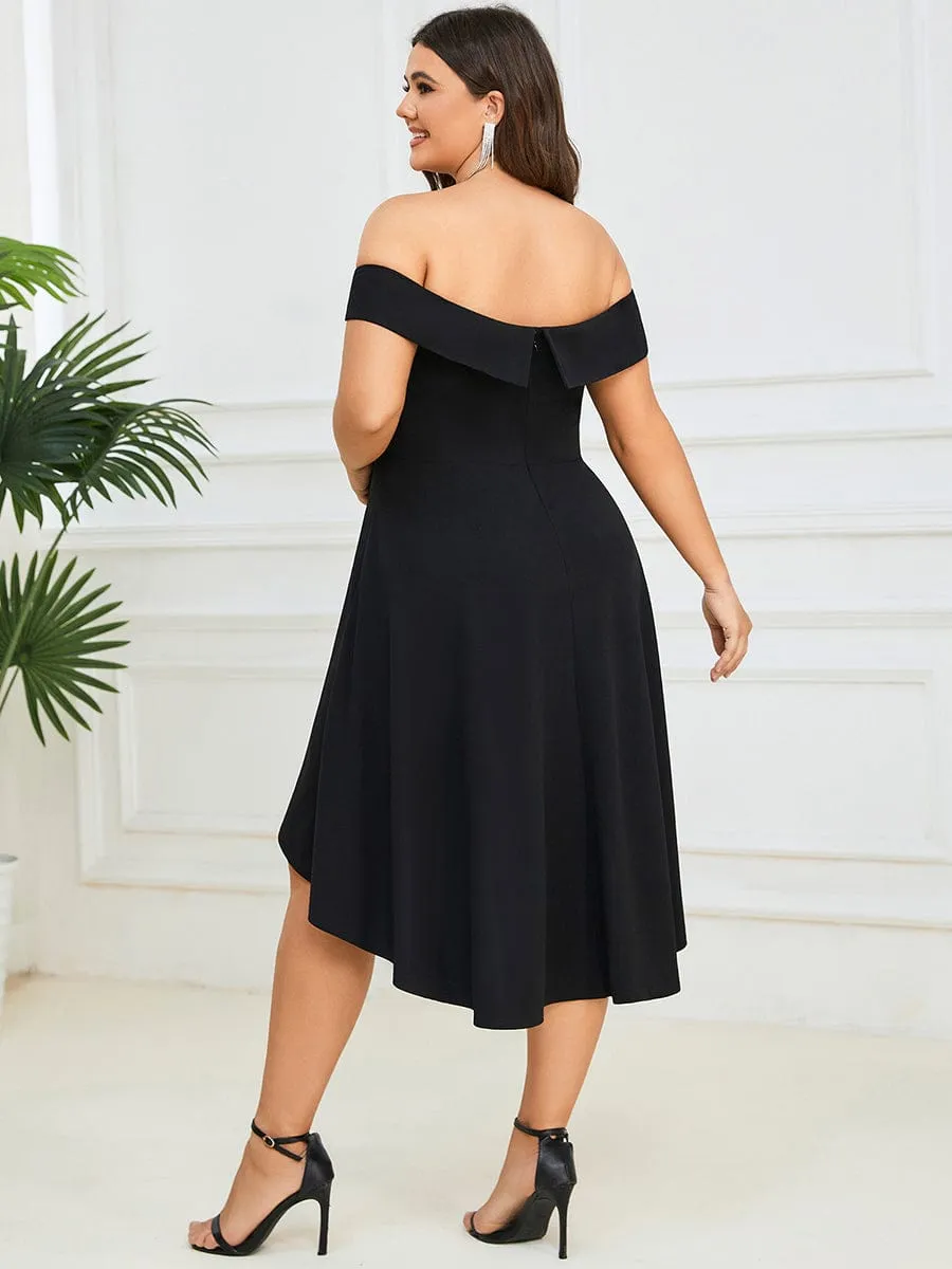 Chic Off Shoulder Midi Length A-Line Formal Dress