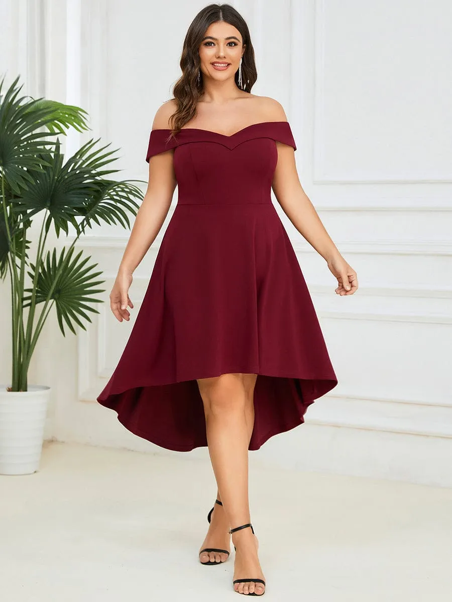 Chic Off Shoulder Midi Length A-Line Formal Dress