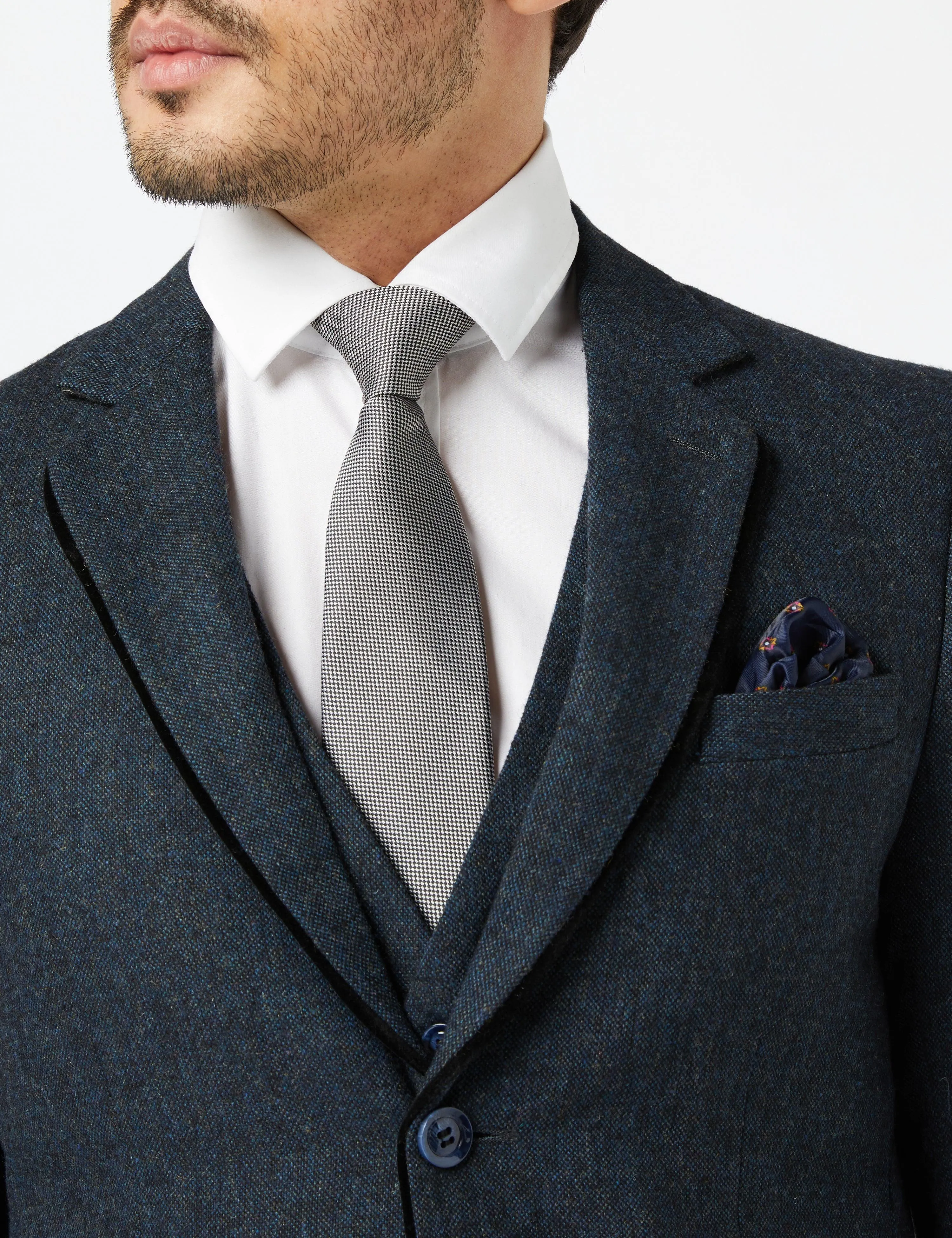 Classic Navy Tweed Suit