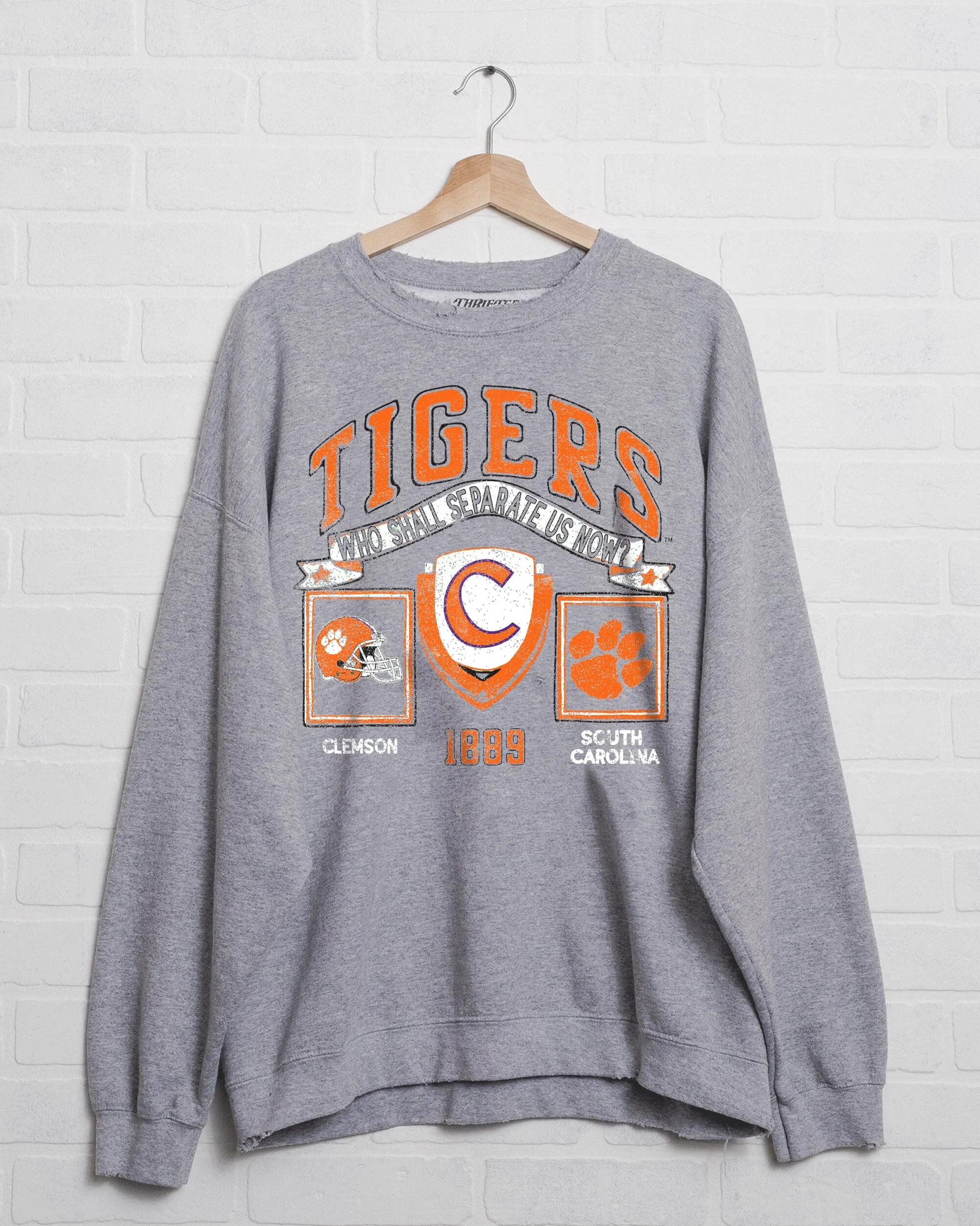 Clemson Tigers Prep Patch Gray Thrifted Sweatshirt