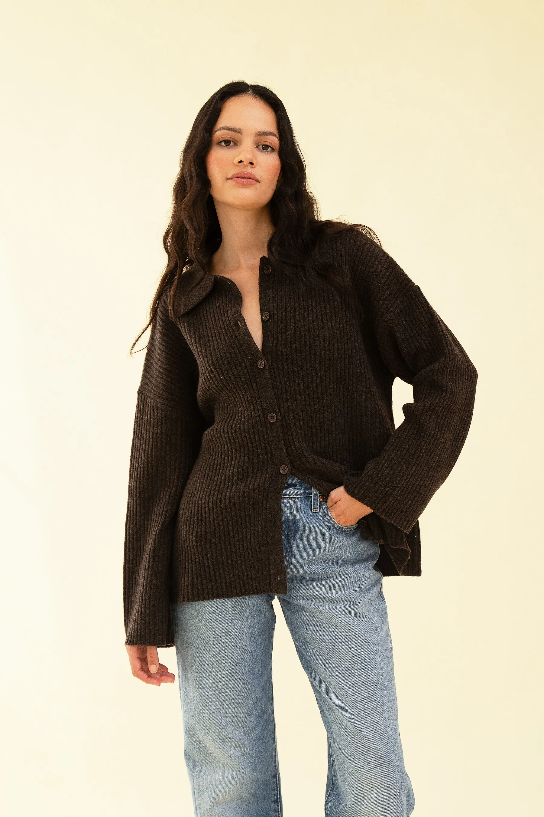 CLIO CARDIGAN - COFFEE