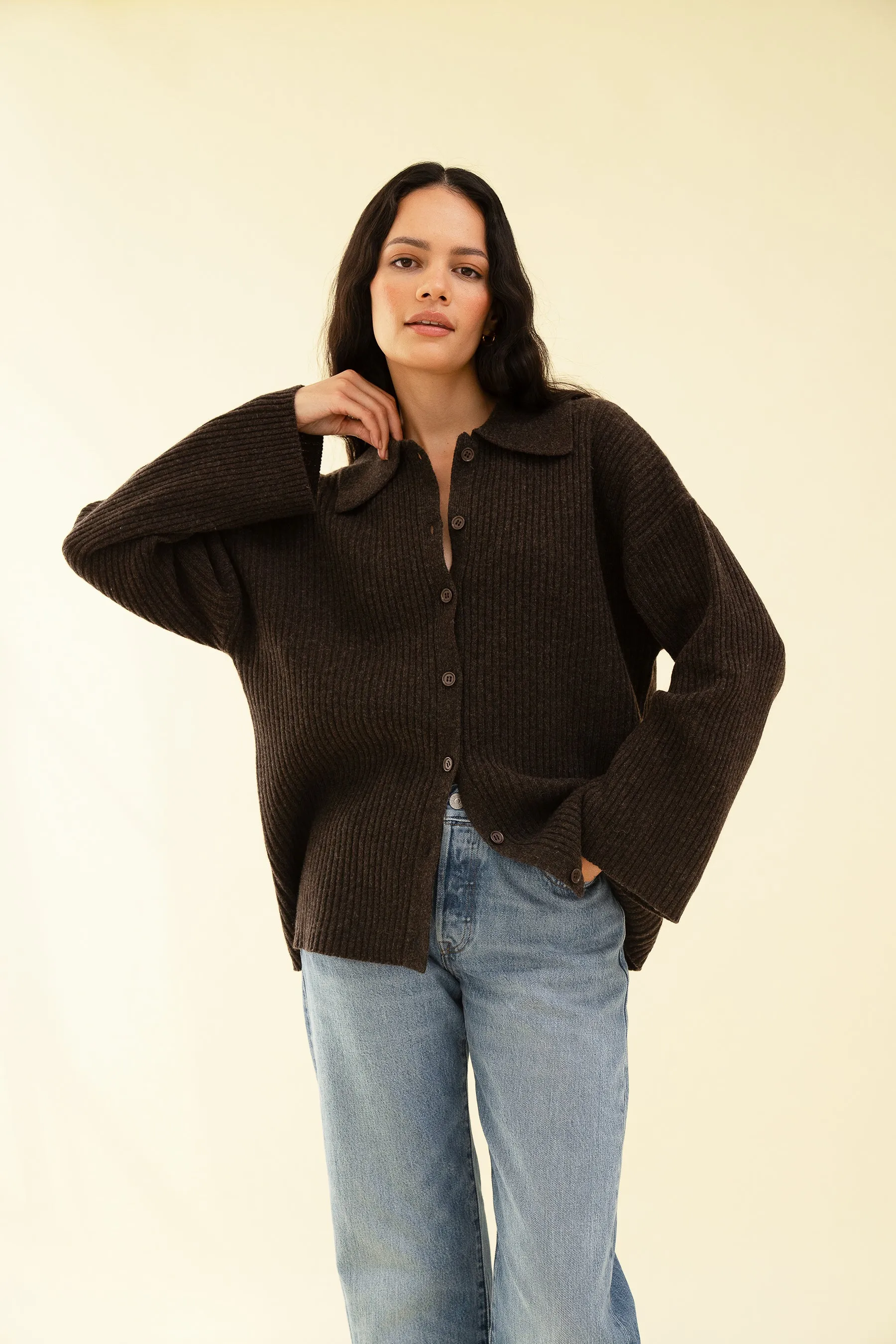 CLIO CARDIGAN - COFFEE