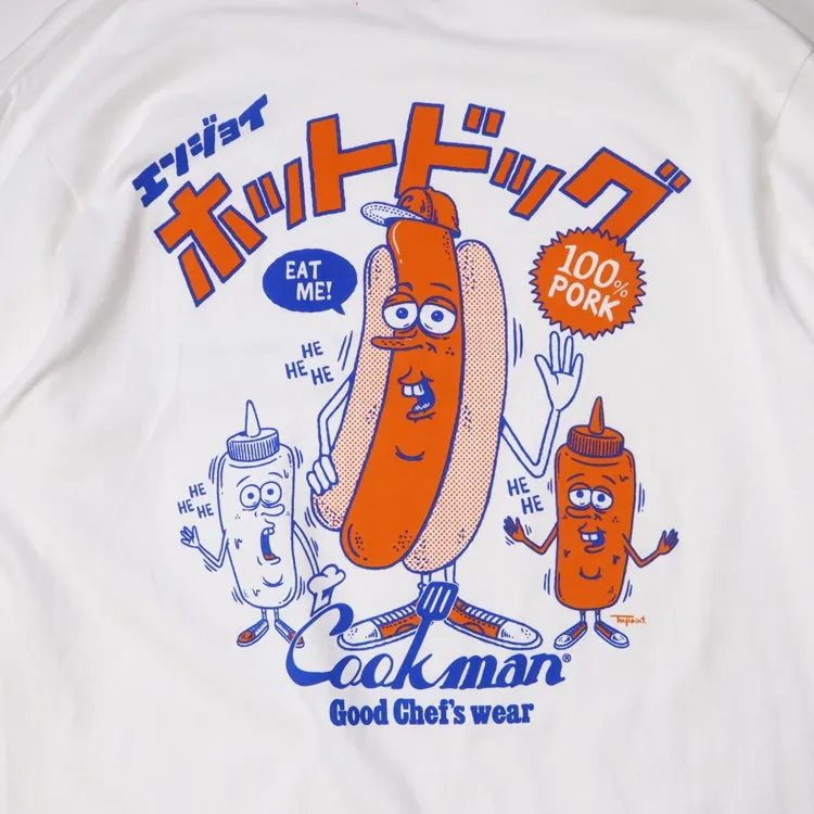 Cookman Long Sleeve Tees - TM Paint Hot Dog : White