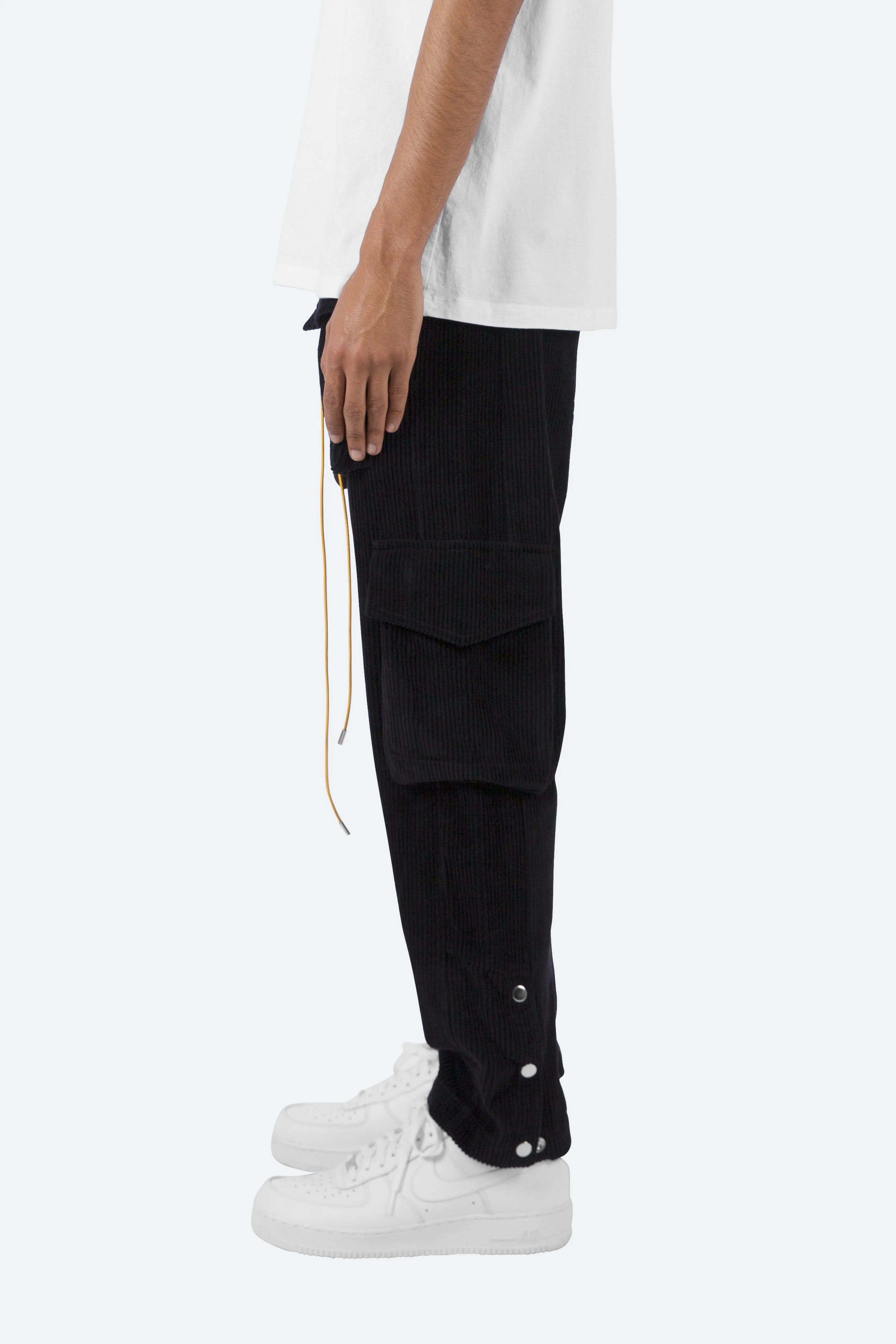 Corduroy Snap II Cargo Pants - Black