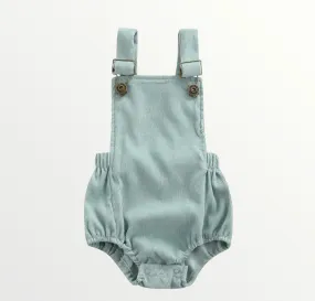 Corduroy Suspender Romper - Mint