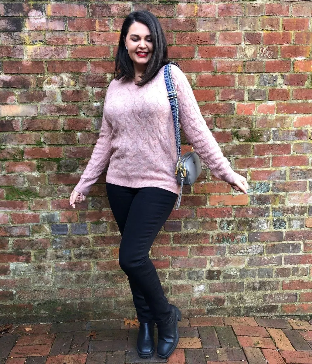 Dusky Pink Cable Twist Jumper