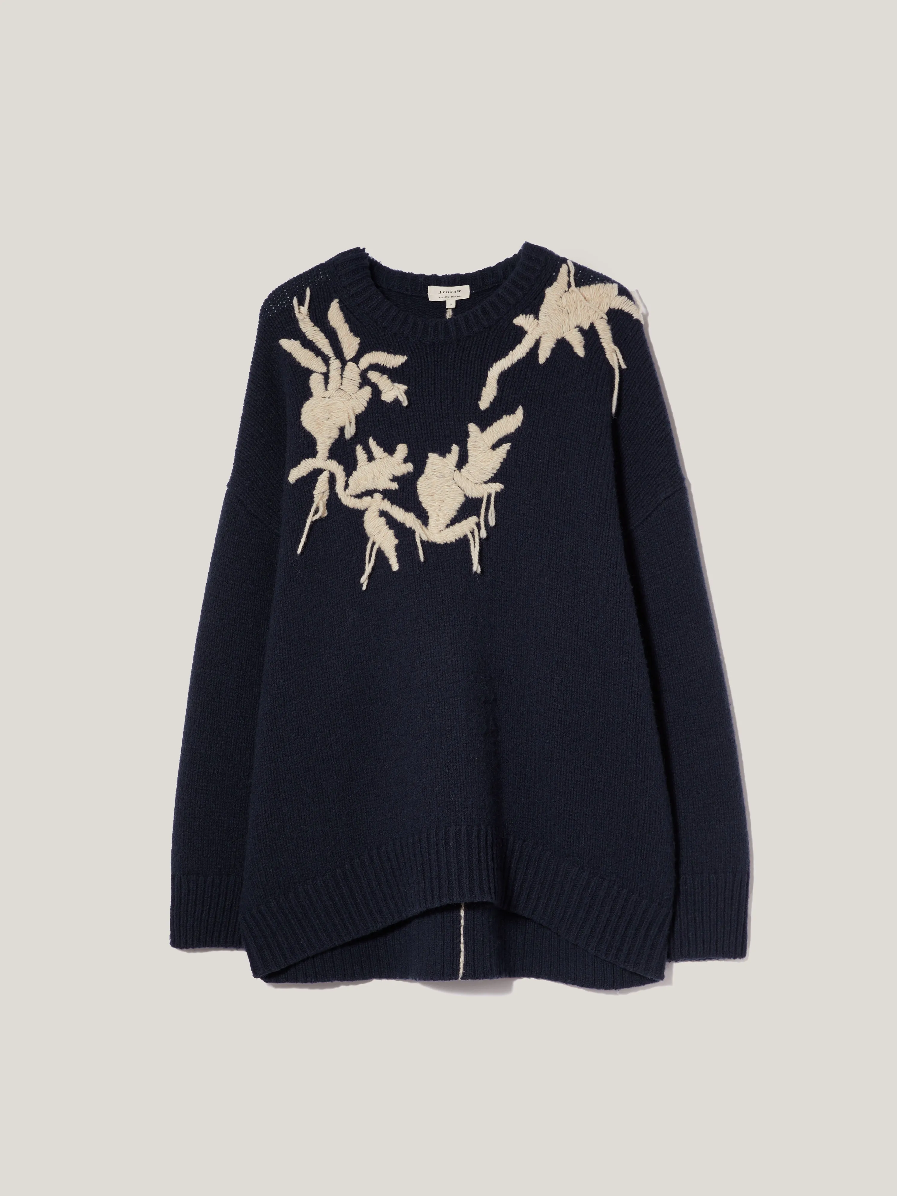 Embroidered Knitted Jumper | Navy