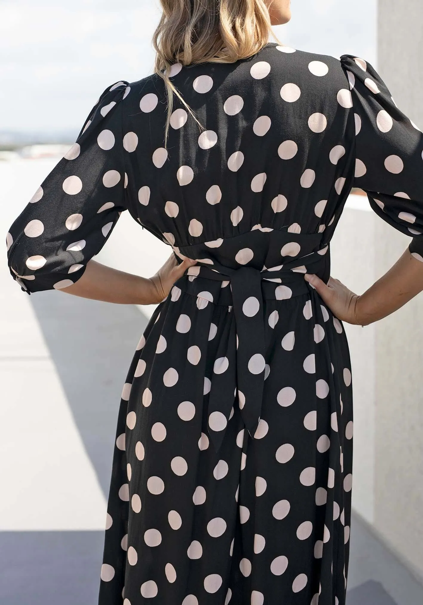 Evertime Polka Dot Button Through Midi Dress