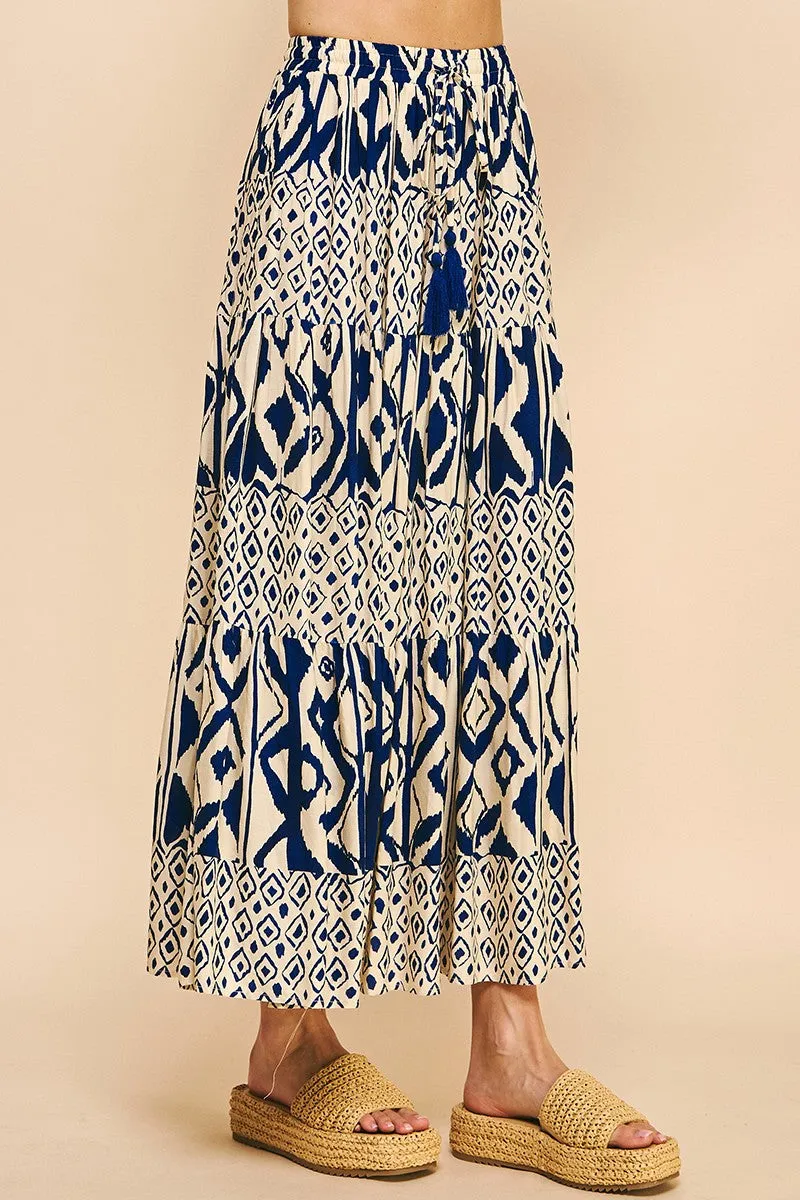 FionaGeo Print Tiered Maxi Skirt