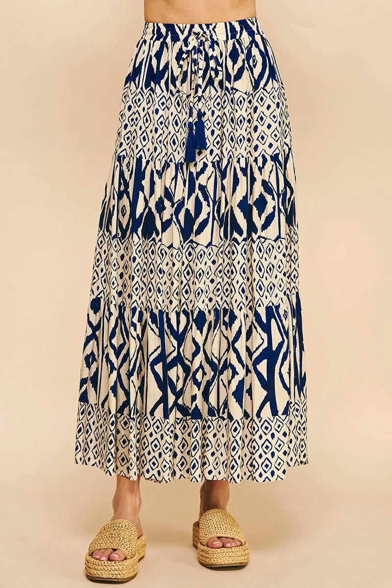 FionaGeo Print Tiered Maxi Skirt