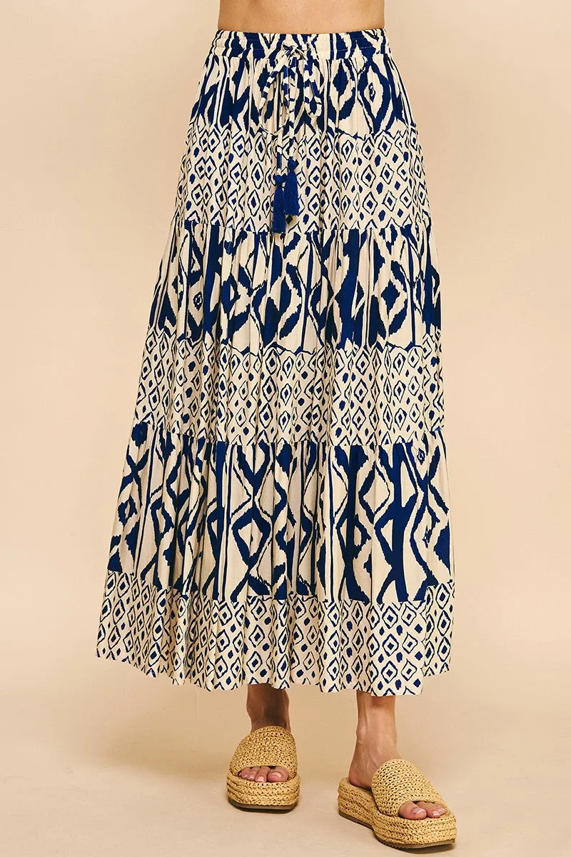 FionaGeo Print Tiered Maxi Skirt