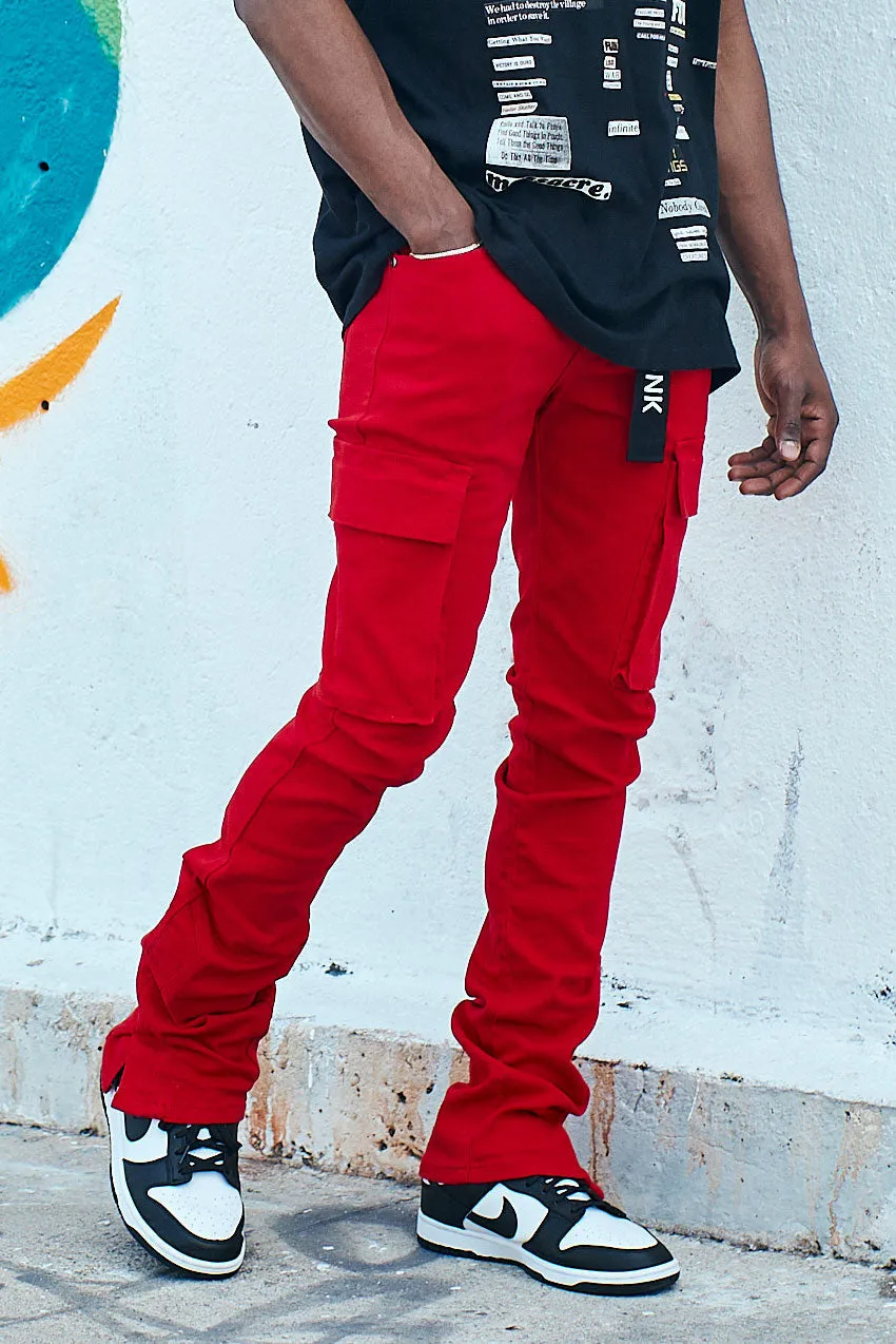 Flare Men's Skinny Stacked Pants in Red