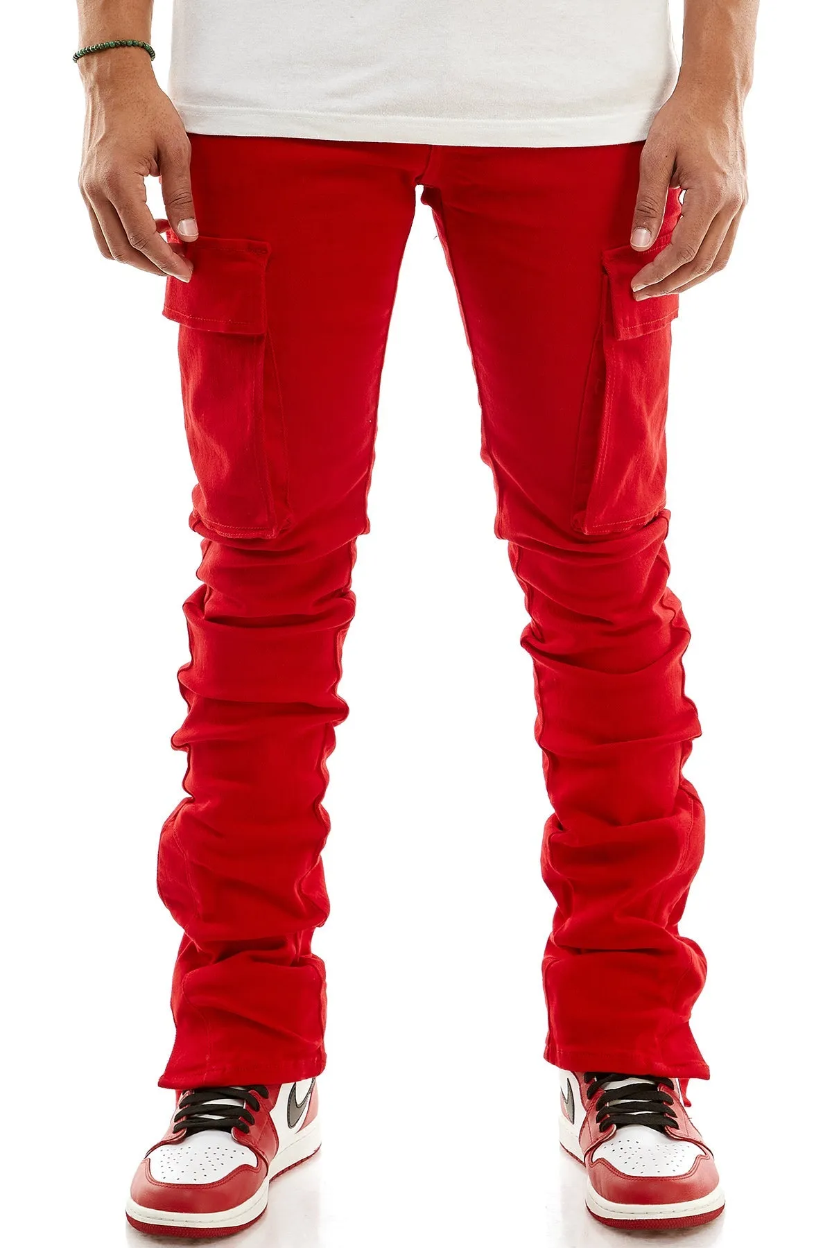 Flare Men's Skinny Stacked Pants in Red