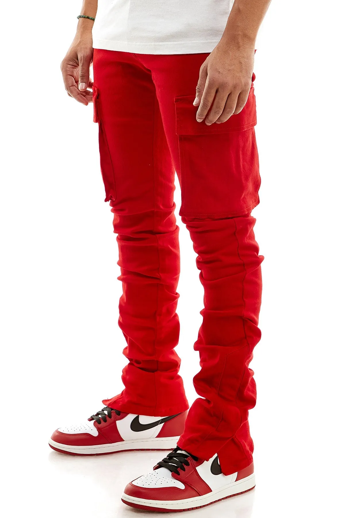 Flare Men's Skinny Stacked Pants in Red