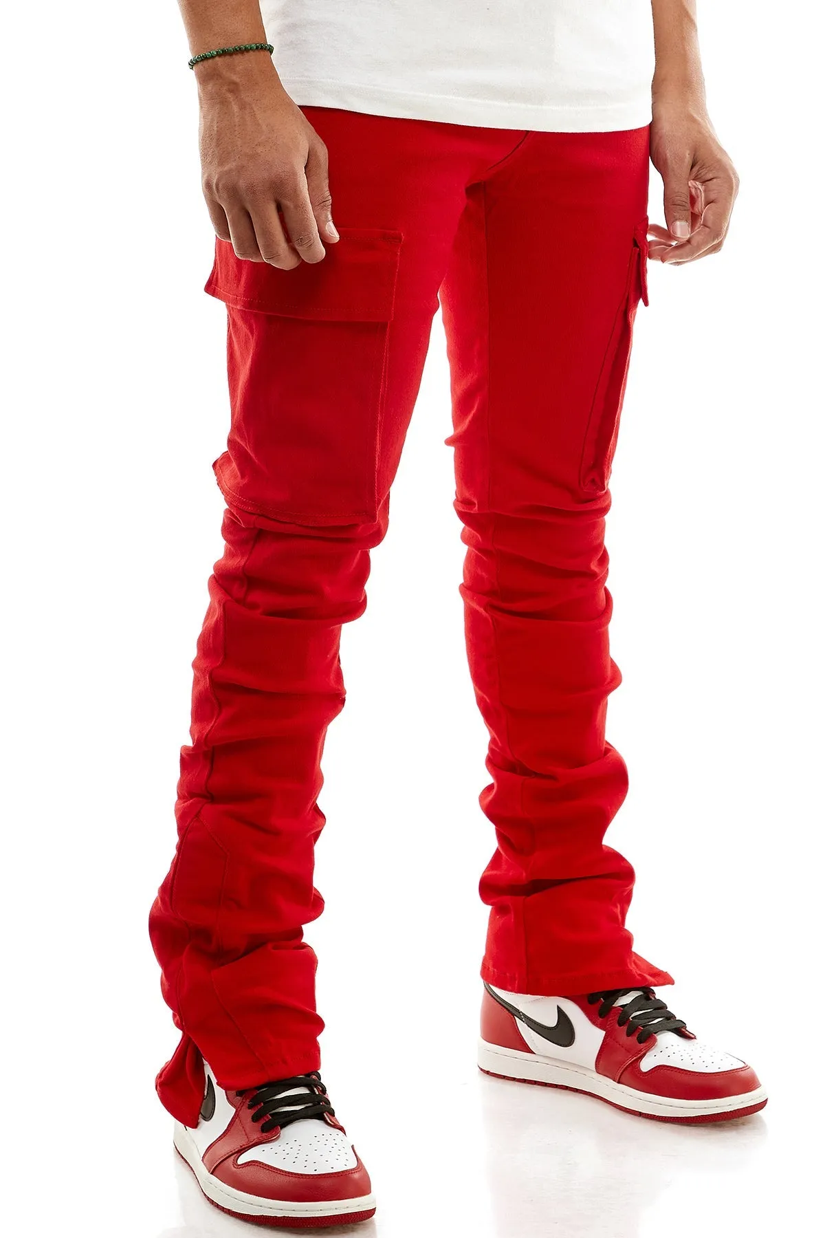 Flare Men's Skinny Stacked Pants in Red