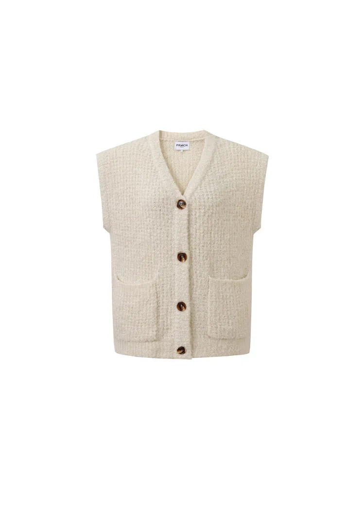 FRNCH Magaly Knitted Waistcoat Gilet in Cream