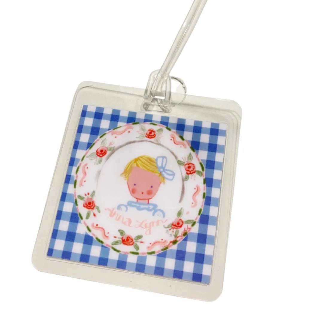 Girl Bag Tag - Pink Gingham