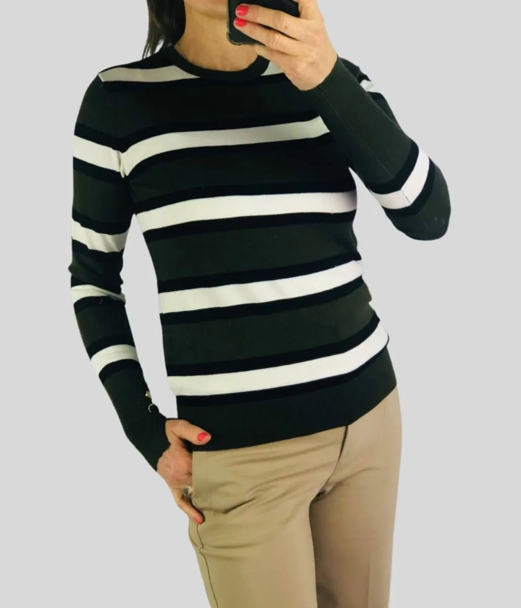 Green & Black Striped Jumper xs s