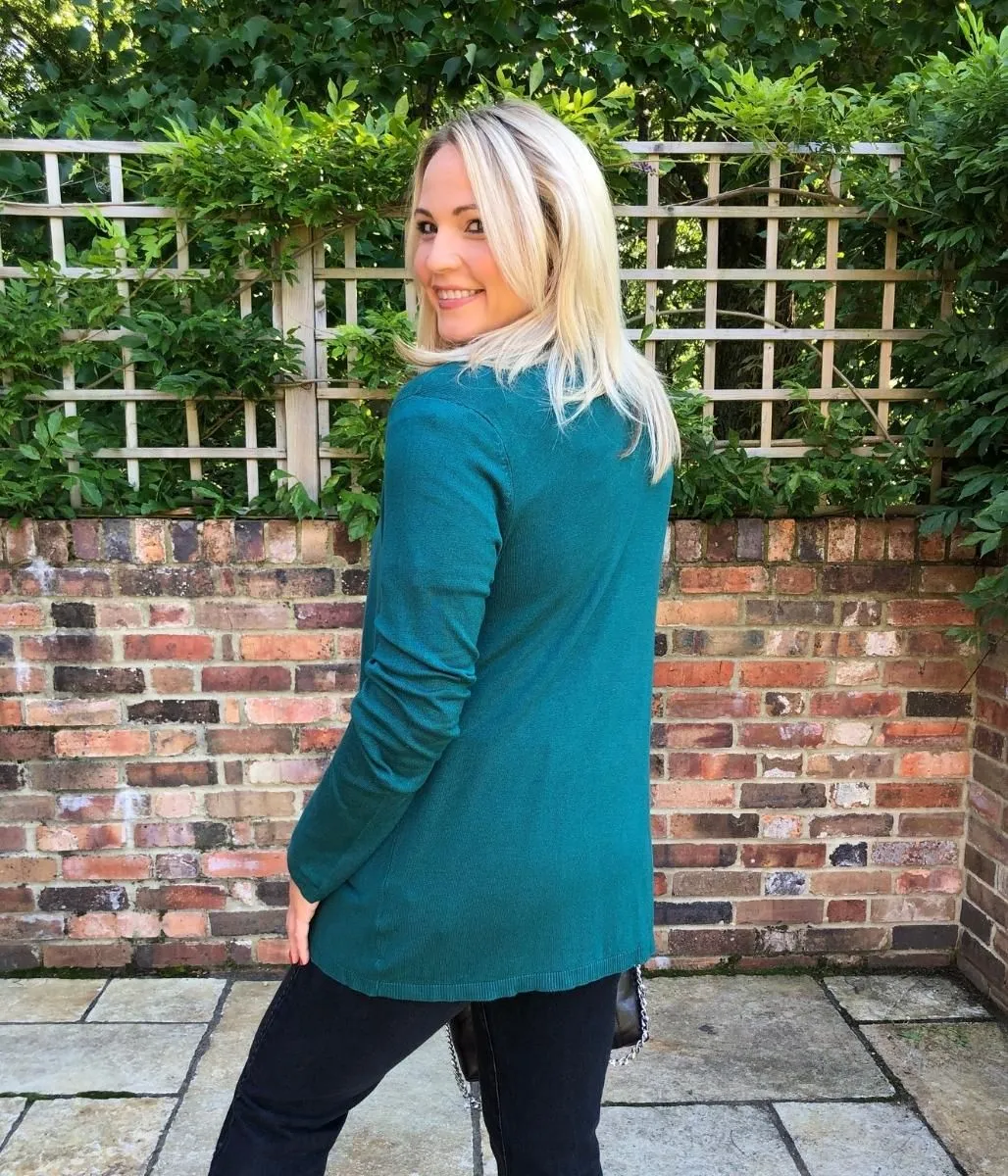 Green Rib Collar Cardigan