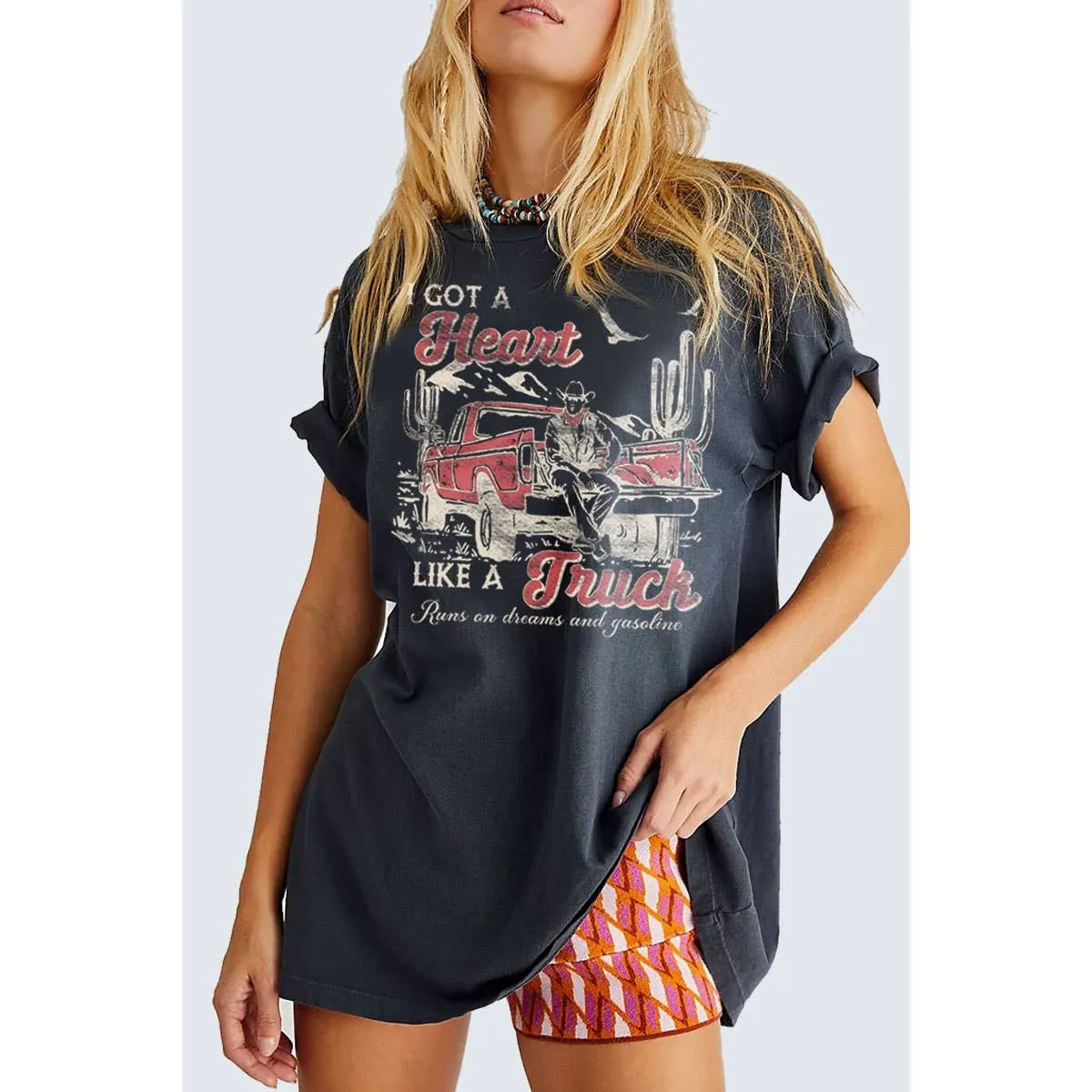 I Got a Heart Like a Truck Oversized Graphic Tee for Cowgirls