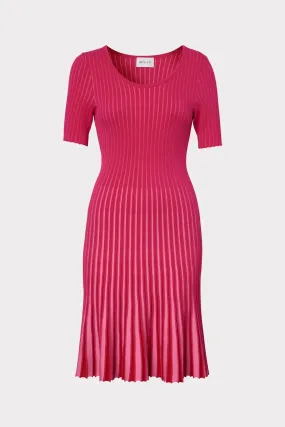 Inset Stripe Flare Godet Dress