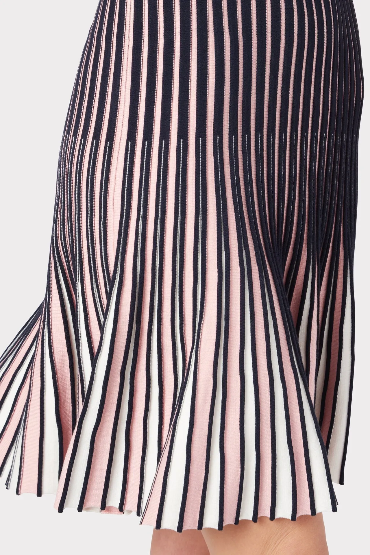 Inset Stripe Flare Godet Dress