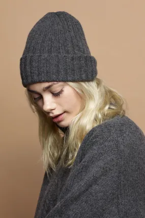 Lambswool Beanie Hat - Charcoal