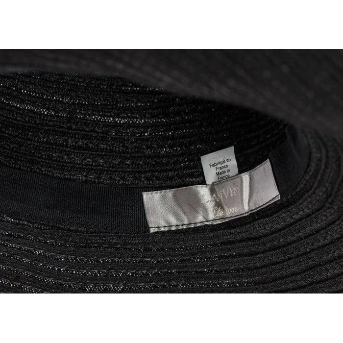 LANVIN ALBER ELBAZ Black Sun Hat Navy Ribbon Band, 2006