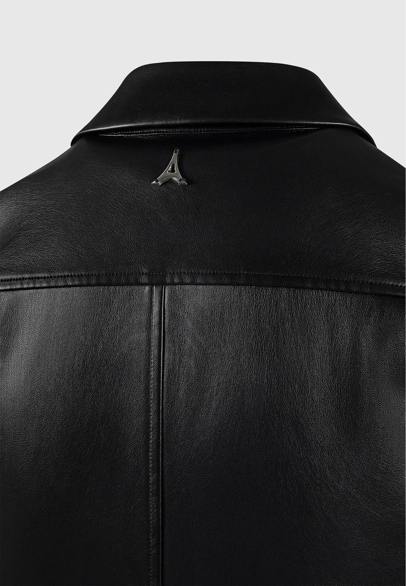 Leather Angled Shirt - Black