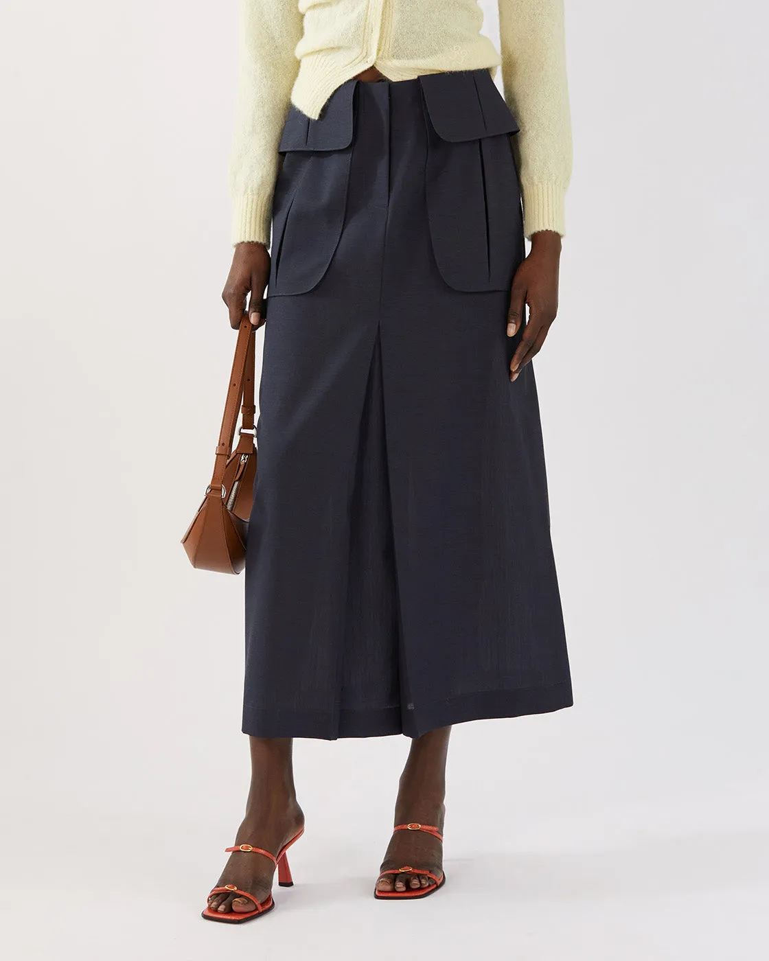 Lila Skirt Wool Blend Suiting Slate